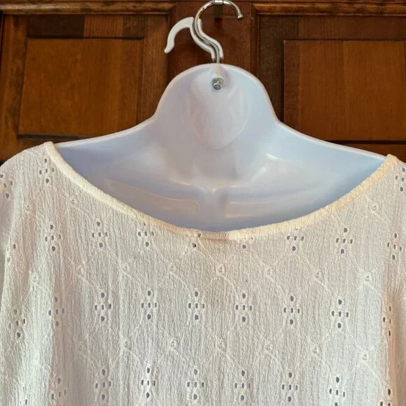 NWT H&M White Eyelet Pullover Top w/Peplum Size 2XL - Picture 10 of 12